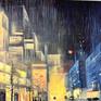 San Francisco Night Cityscape Painting