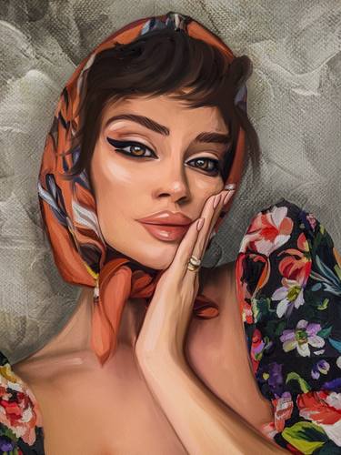 Original Portrait Painting by Ekaterina Kuzeneva