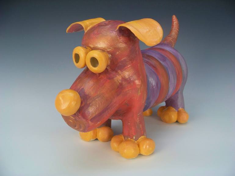 Original Figurative Dogs Sculpture by Sarah Michael