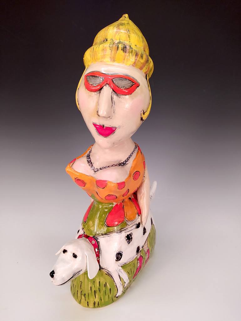 Original Expressionism Dogs Sculpture by Sarah Michael