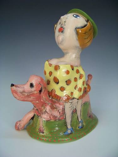 Original Figurative Dogs Sculpture by Sarah Michael