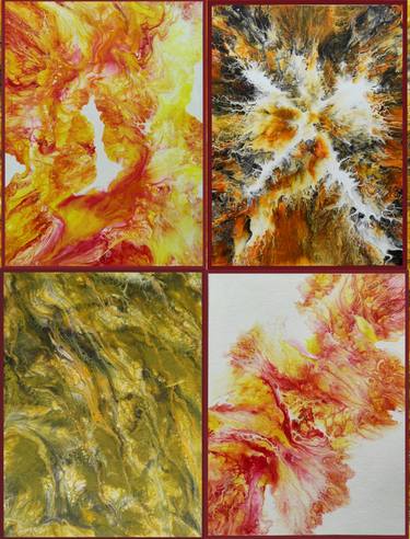 Set of four paintings abstraction thumb