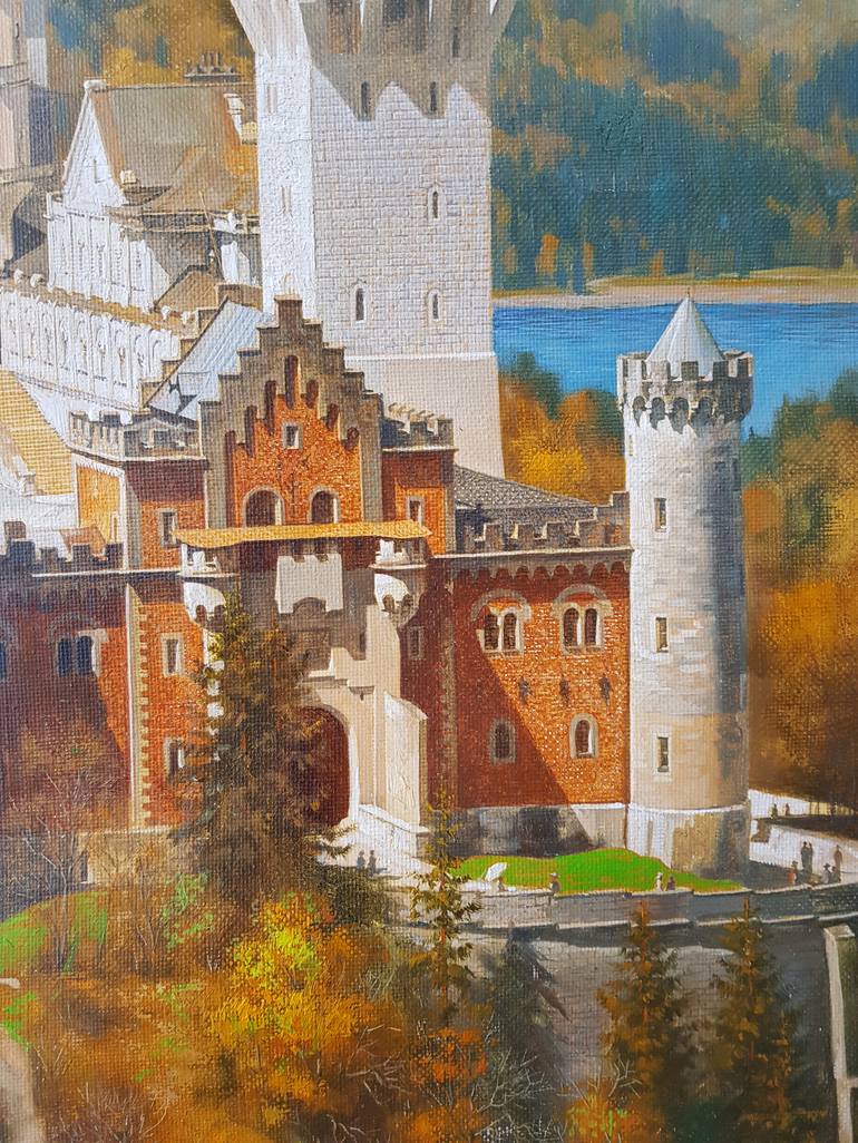 Neuschwanstein Castle, Landscape, oil paints Painting by Ilya, castle art 