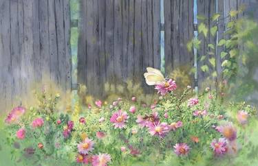 Ukrainian watercolor. Light. Butterfly. Print thumb