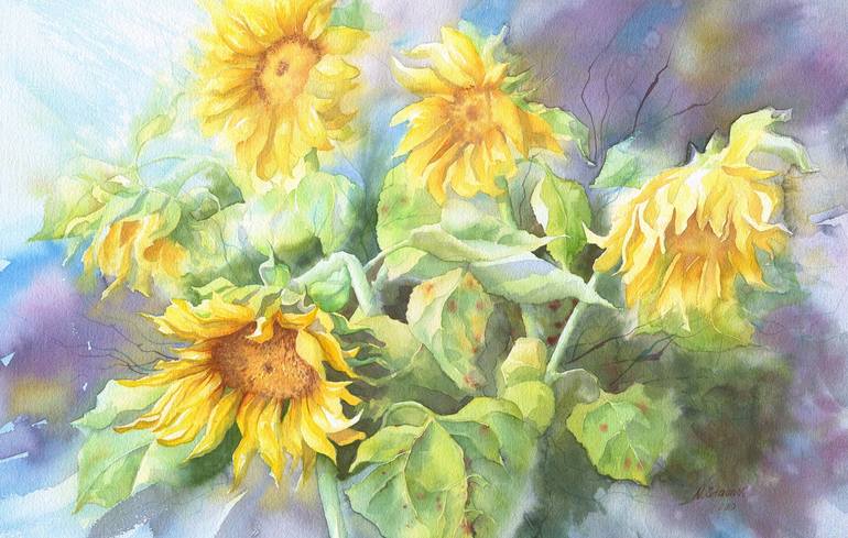 Watercolor Sunflower Canvas Print