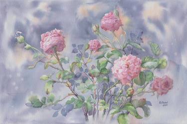 Ukrainian watercolor. Tea roses. Print thumb