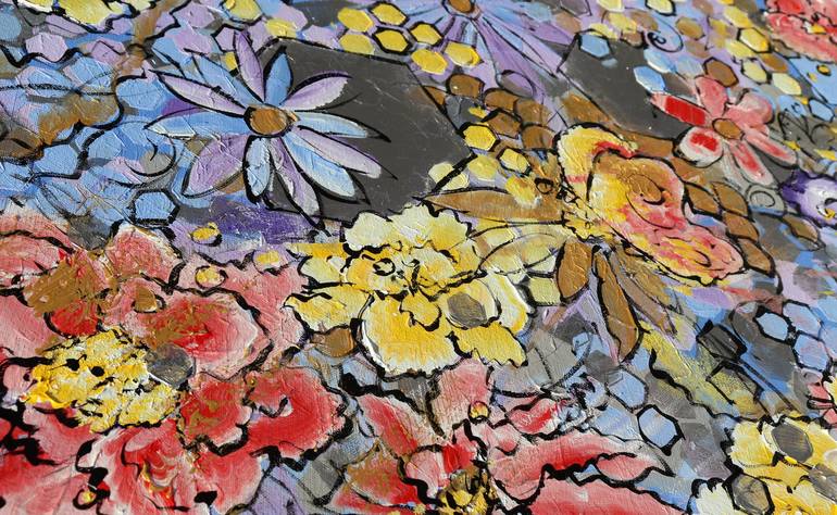 Original Expressionism Floral Painting by Alyse Radenovic