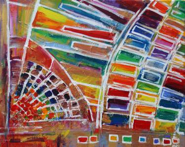 Original Modernism Architecture Painting by Alyse Radenovic