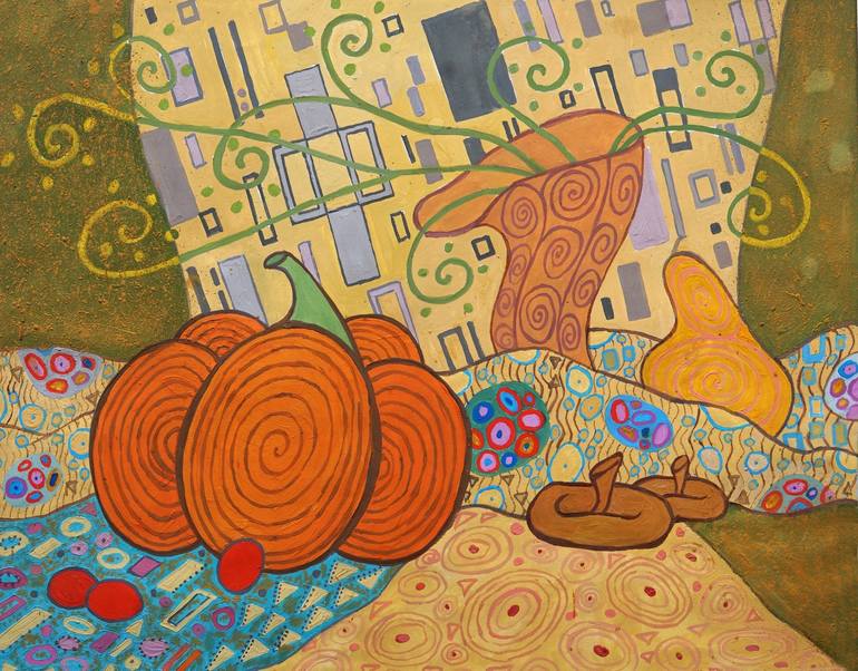Still life with pumpkin Painting by Olga Jorjia | Saatchi Art