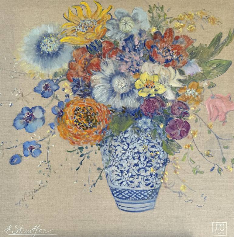 Print of Color Field Painting Floral Paintings by Elena Stauffer