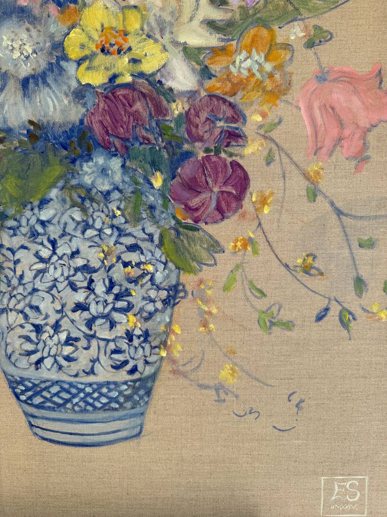 Original Color Field Painting Floral Painting by Elena Stauffer