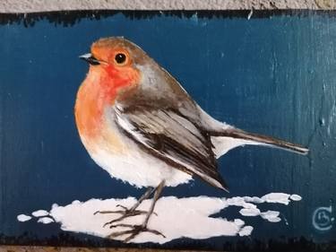 Robin on dark blue thumb