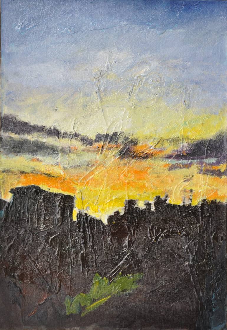 Original Landscape Painting by Tonino Gottarelli | Expressionism Art on Canvas | The colors of the evening / I colori della sera