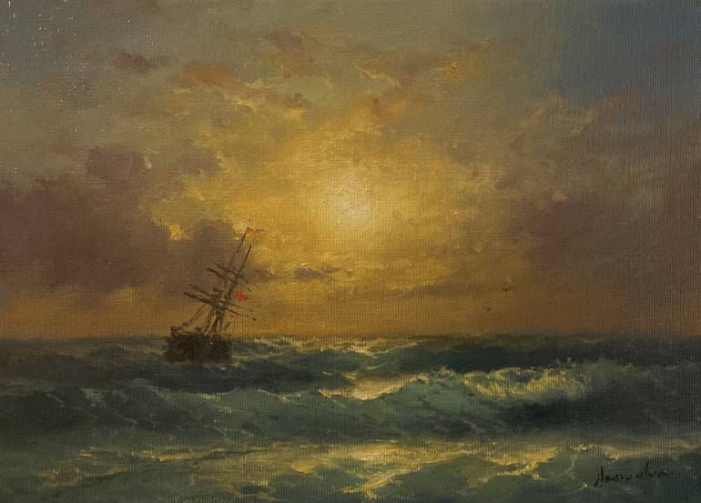 Print of Realism Seascape Paintings by Gagik Arakelyan