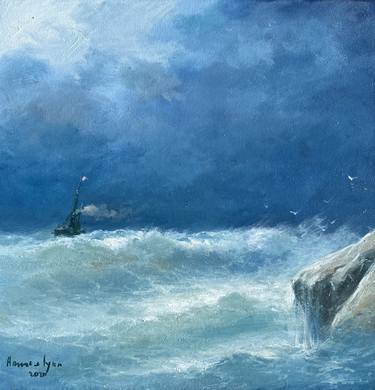 Wave, Seascape, Oil on canvas Painting thumb