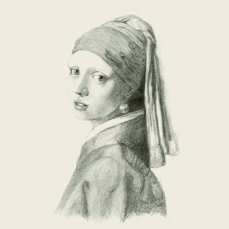 Girl with a Pearl Earring Drawing by Takumu Suzuki | Saatchi Art