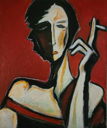 Lady with cigarette thumb