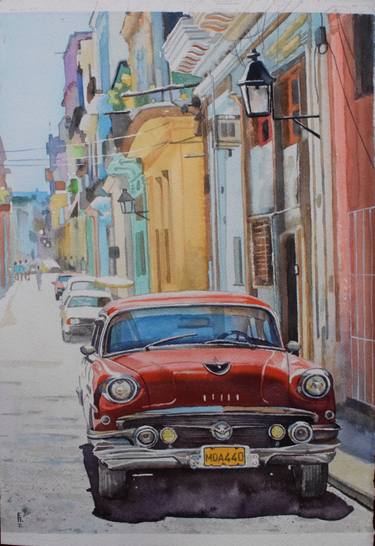 Old car. Havana street thumb
