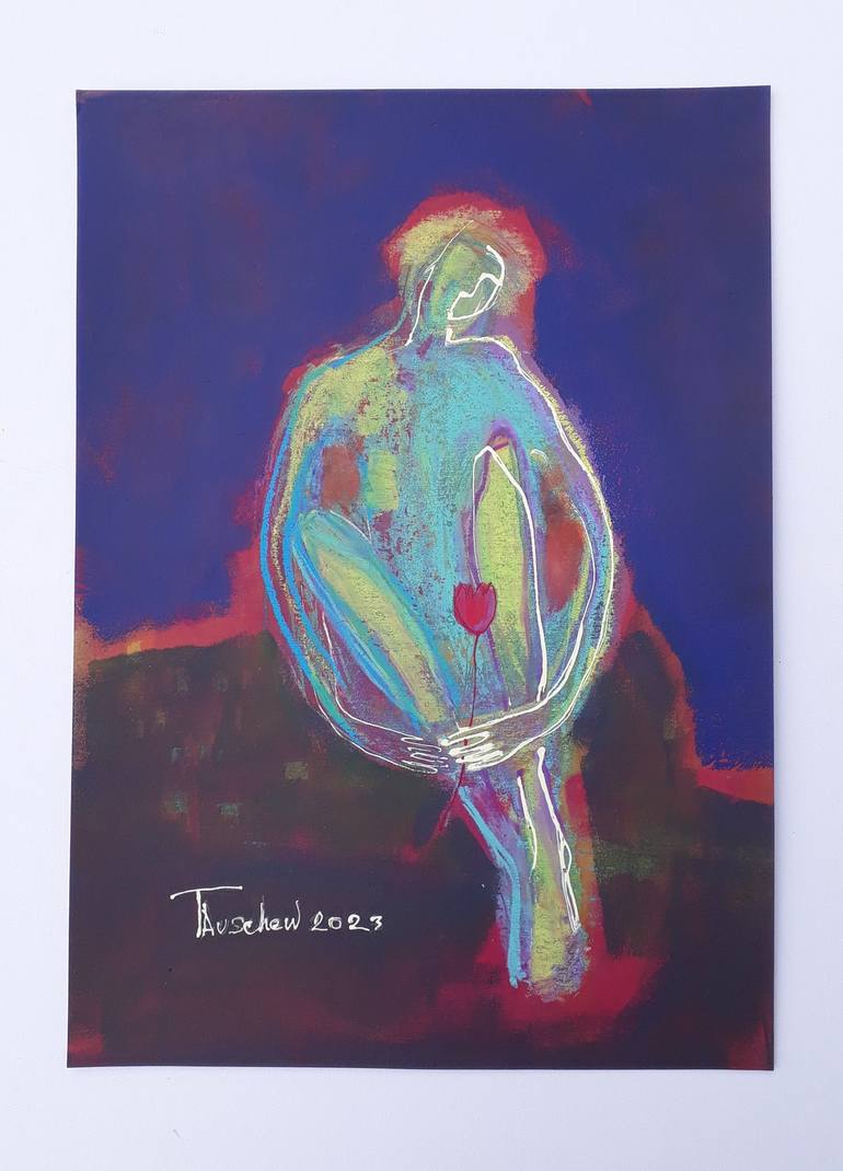 Original Expressionism Women Drawing by Tatjana Auschew