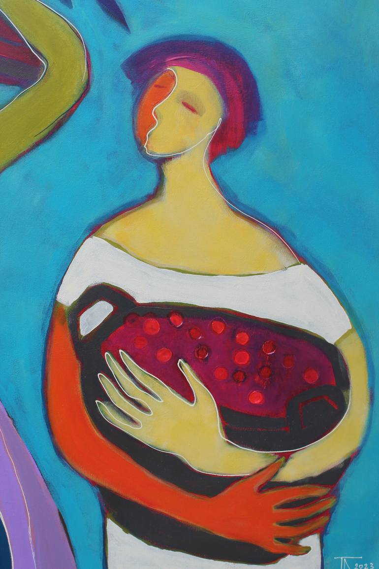Original Expressionism Women Painting by Tatjana Auschew
