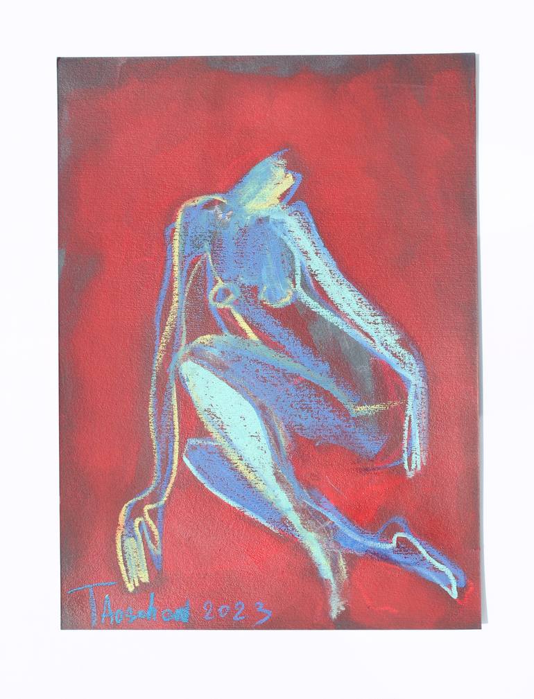 Original Expressionism Women Drawing by Tatjana Auschew