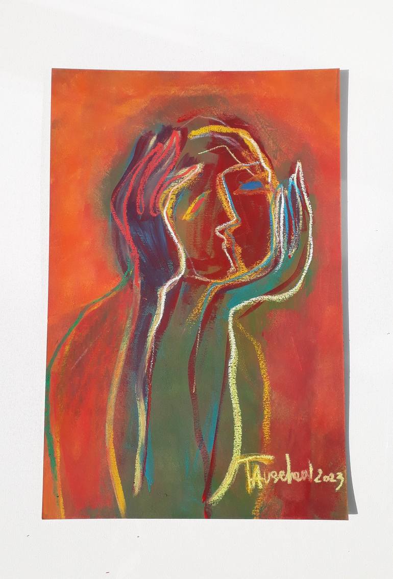 Original Expressionism Portrait Drawing by Tatjana Auschew