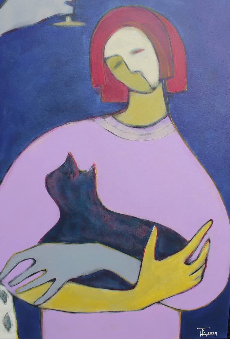 Original Expressionism Women Painting by Tatjana Auschew
