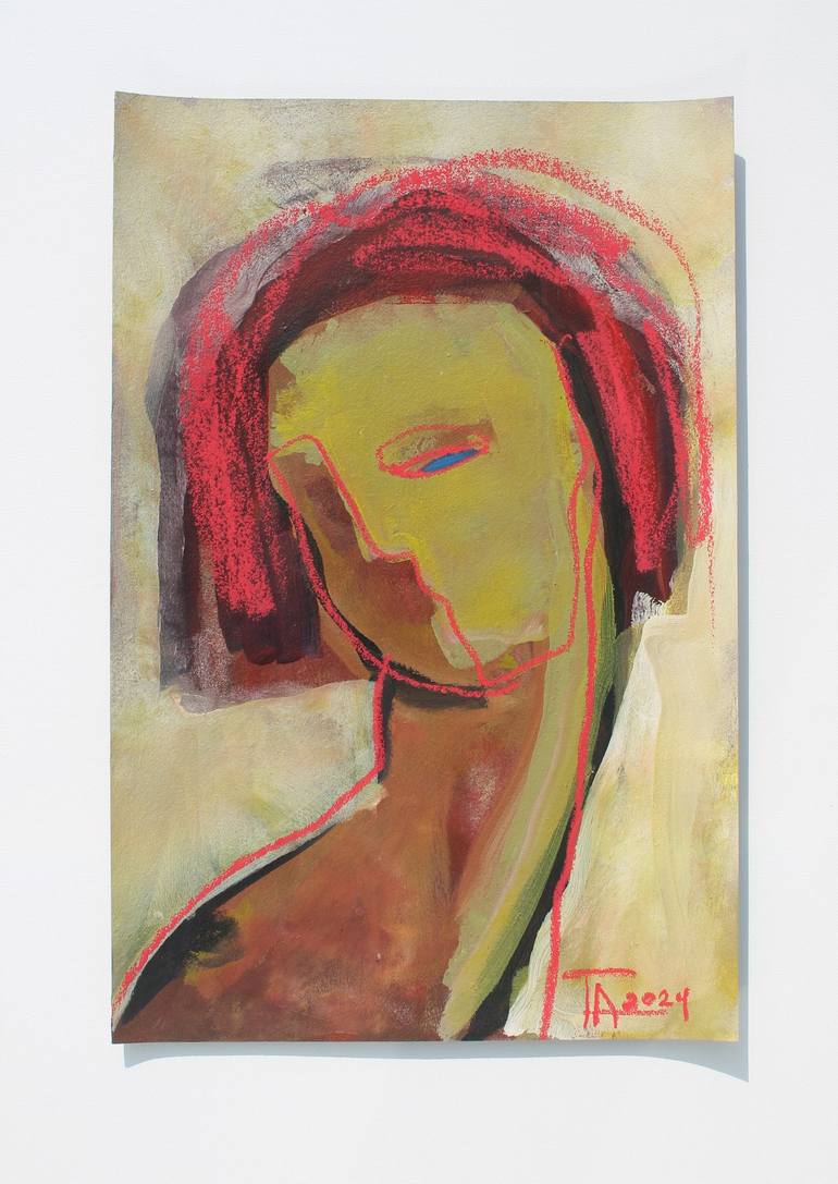 Original Expressionism Women Drawing by Tatjana Auschew