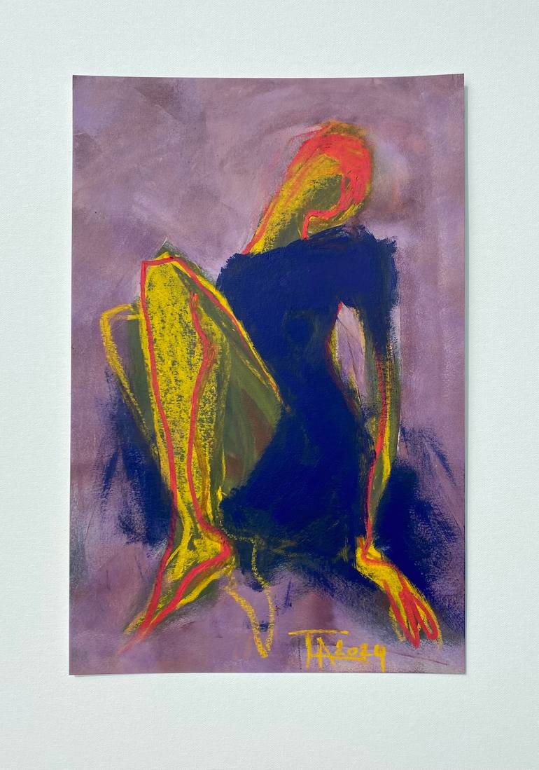 Original Expressionism Women Drawing by Tatjana Auschew