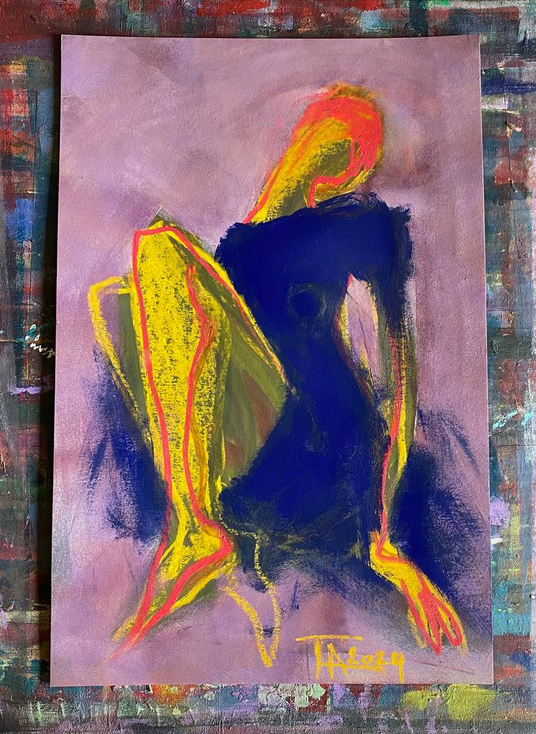 Original Expressionism Women Drawing by Tatjana Auschew