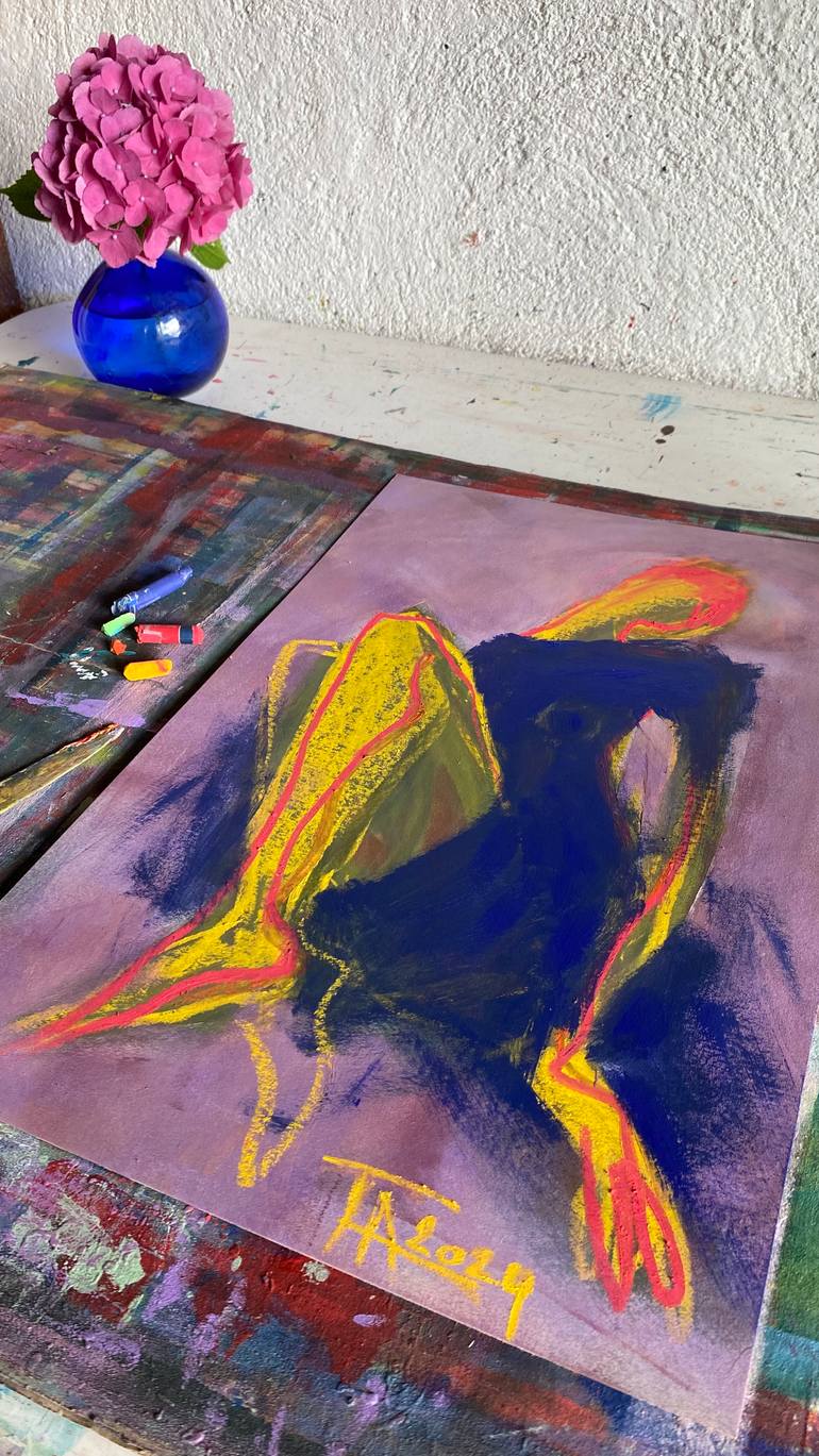 Original Expressionism Women Drawing by Tatjana Auschew