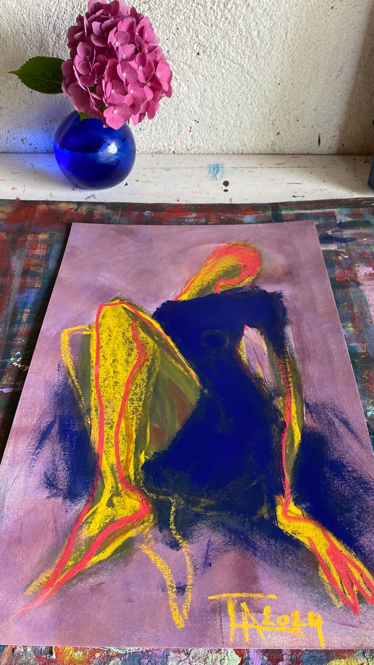 Original Expressionism Women Drawing by Tatjana Auschew