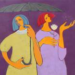 Two under an umbrella. by Tatjana Auschew