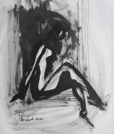 Original Abstract Expressionism Nude Drawings by Tatjana Auschew