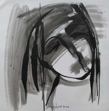 Original Abstract Expressionism Portrait Drawings by Tatjana Auschew