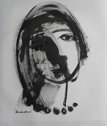 Original Expressionism Portrait Drawings by Tatjana Auschew