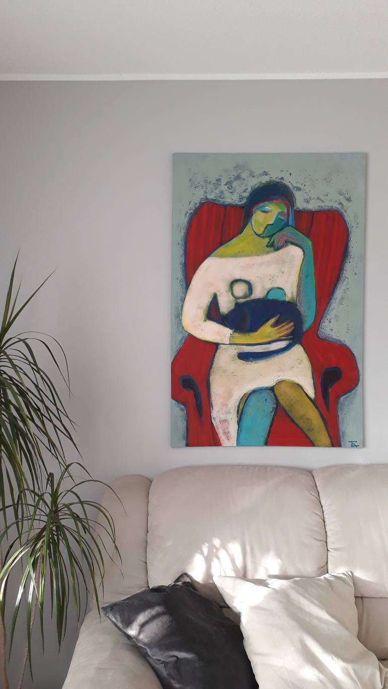 Original Expressionism Women Painting by Tatjana Auschew