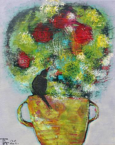Print of Expressionism Floral Paintings by Tatjana Auschew