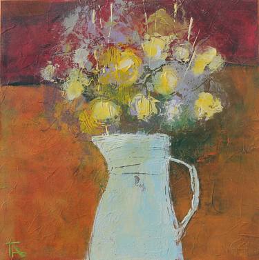Spring bouquet in a white jug. thumb