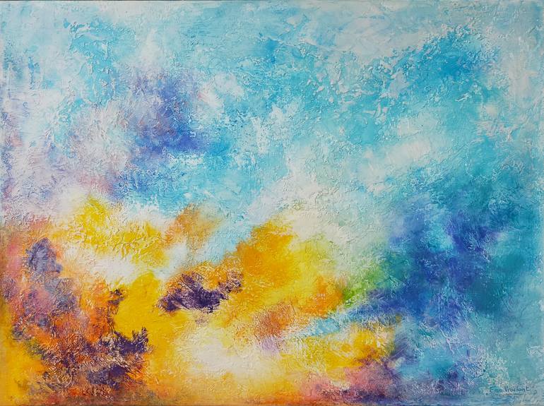 Original Abstract Painting by Vroelant Emmanuelle  Abstract Art on Linen  Summer time