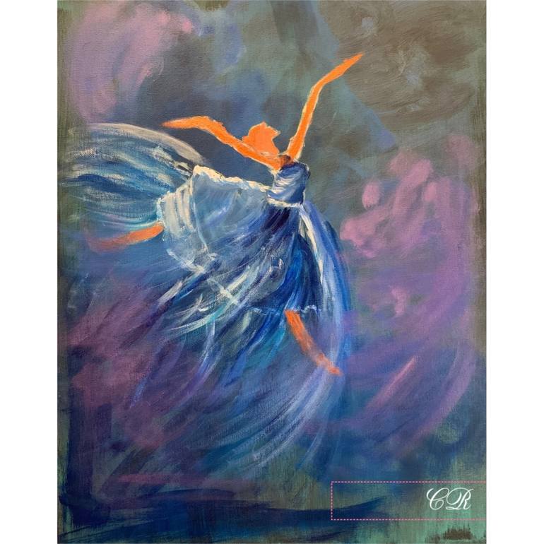Blue ballerina Painting by Chanda Raj | Saatchi Art