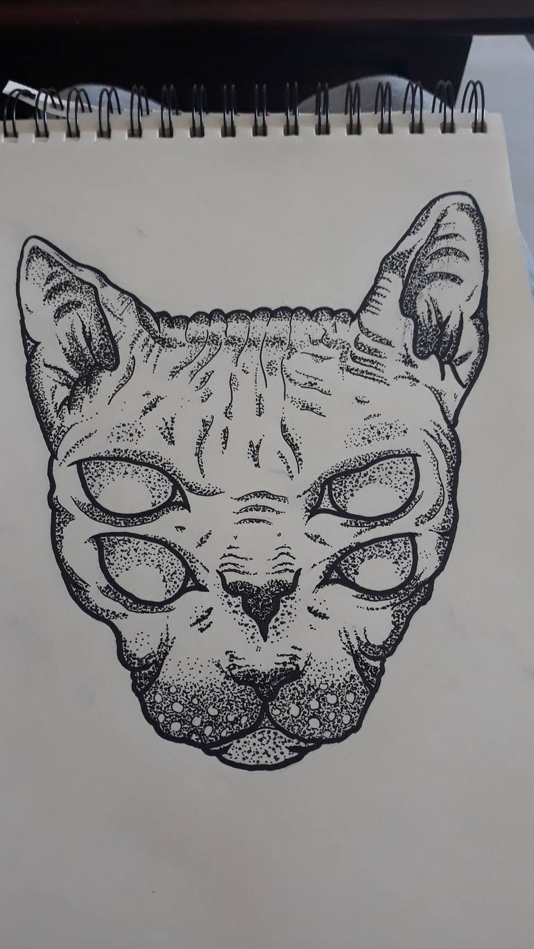 Sphynx Alien Cat Drawing by Juan Romero Saatchi Art