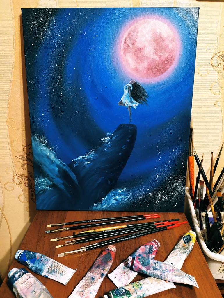 Original Abstract Expressionism Fantasy Painting by Olha Asadulaieva