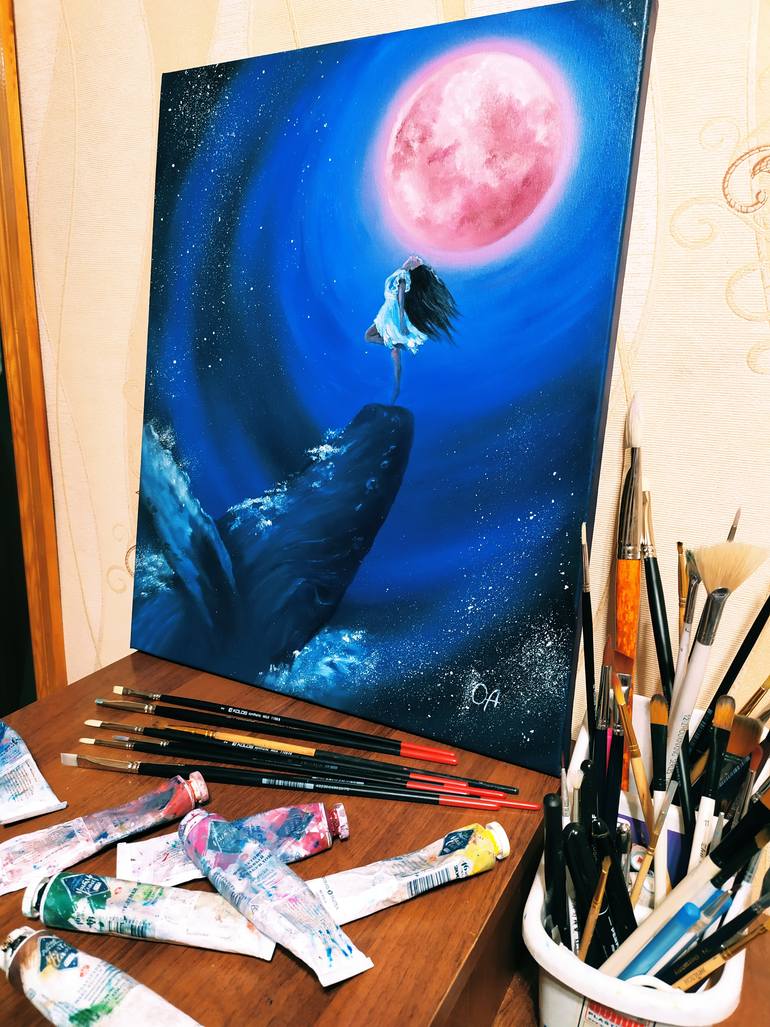 Original Abstract Expressionism Fantasy Painting by Olha Asadulaieva