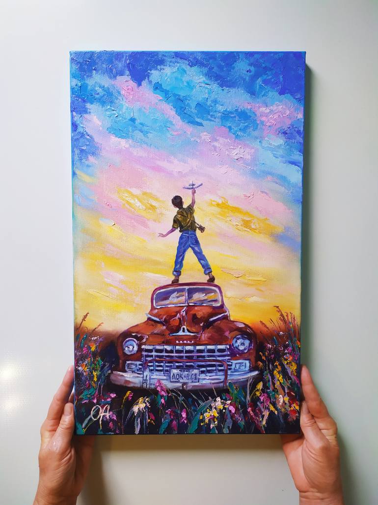 Original Modernism Car Painting by Olha Asadulaieva