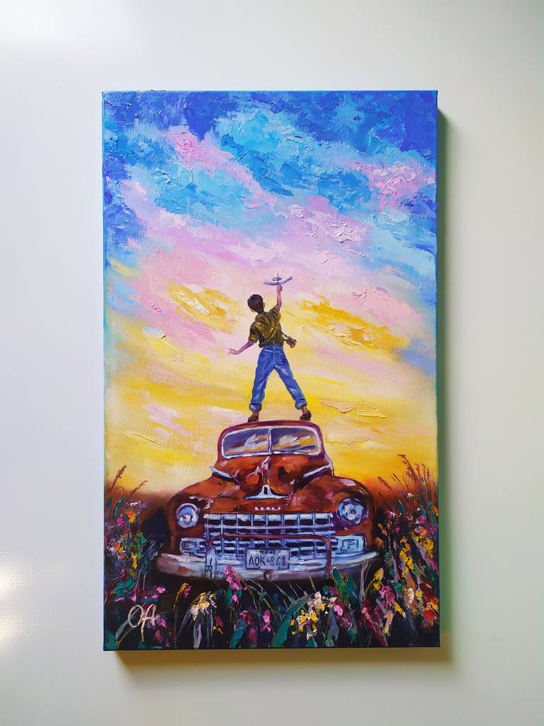 Original Modernism Car Painting by Olha Asadulaieva