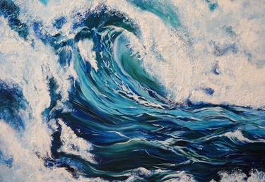 Ocean wave painting digital printable poster thumb