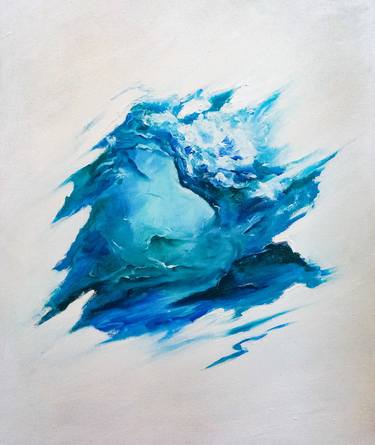 Ocean abstract wave art, seascape abstarct minimalist oil painting thumb