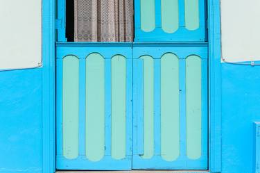 Blue Door with Curtain thumb