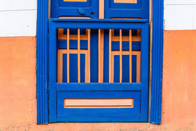 Original Architecture Photography by Ricky Beron | Other Art on Paper | Blue Window and Orange